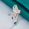 925 Sterling Silver Butterfly AAA Zircon Ring For Woman Wedding Engagement Charm Party Jewelry