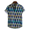 Summer Fashion Casual Men StripesTree Printed Short Sleeve Turndown Collar Slim Hawaiian Shirt Beachwear for Travel 220527