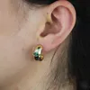 Stud Red Blue Green Cz Color Moissanite Earrings For Women Top Quality Gold Sparkling Wedding JewelryStud Dale22 Farl22