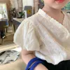Sommer Kleinkind Girl Bluse Japanische Stile Spitzen Tops Mode -Hallow -Out -Kleidung in Weiß zart 2105292625
