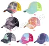 50 stilar hästsvans baseball cap criss cross messy bun hattar solros tvättade bomullsnackkåpor avslappnad sommar tie-dye utomhushatt för kvinnor män