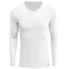 Pure Color T-shirts Men Base Shirts Elastic Long Sleeve Top Men Round Neck Slim Tees Top Pullover Male T-shirts L220704