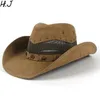 Berets 100 Leather Women Men Western Cowboy Hat Summer Mesh Breathable Sombrero Hombre Caps Dad Godfather Hats 2 Szie Plus SizeBe5086046