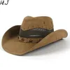 Boinas 100% de couro homens homens de cowboy ocidental chapéu de verão malha respirável sombrero hombre taps papai chapéu chapéu 2 szie plus sizeberets oliv2