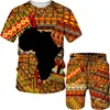 Uomo Donna T-shirt africane Pantaloni Tuta Set Estate Casual T-shirt / Pantaloncini / Tute Stile vintage Stampato in 3D Abiti tradizionali 220408