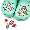 Moq 100pcs poulet frit hamburger cola croc JIBZ 2D caoutchouc souple décorations de chaussures accessoires sabot chaussures boucles charmes enfants faveur sandales bibelots