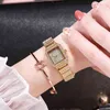 Azkk New Women Watch Watch Luksusowy kwarcowy zegarek na nadgarstek z Rhintone Starels Steel Watch for Women Jewelry Watch7gxc