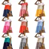 2022 Women Casual Shirt Dresses Sexy A Line Round Neck Short Sleeve Ruffle Contrast Color Dress Skirt Designer Clothing
