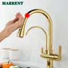 Kitchen Faucet z Pull Down Opryskiwacz 2 Uchwyt 3 w 1 Filtr Wody Oczyszczacz Kłótniki Szczotkowane Nickel Inteligentny czujnik Dotyka Kitchen Caucets