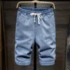 Zomer Stretch Mode Blauwe Heren Casual Shorts Broek Grote Maat Kleding Mannelijke Denim Korte Trekkoord Plus Size Korte Jeans Gestreept