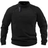 Men's Hoodies Sweatshirts Men Tactical Outdoor Jackets Autumn Casual Stand Collar Zipper Windproof Oversized Tops Male Solid Thick Fleece Warm Pullovers 230206