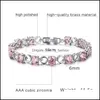 Link Chain Bracelets Jewelry 3A Cz Round Square Cut For Women Pink Iced Out Tennis Bangle Bracelet Hiphop Class Dhehe