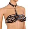 Nxy Sm Bondage Lingerie sexy in pelle Halter Neck Cage Reggiseno intimo donna Erotic Hollow Out Costume adulto Plus Size220419