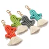 Creative Cactus Tassel Keychain Pendant DIY Braided Woven Keychain Luggage Decoration Key Chain Vintage Keyring