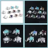 Charms 36x26mm Natural Gem Stone Elephant Shape Pendants Opal Crystal Rose Quartz DIY Halsband smycken Making Mjfash Mjfashion DH2J1