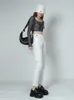 Jeans pour femmes couleurs de couleur unie blanche en denim de pantalon de la cheville de la cheville de la cheville de la cheville
