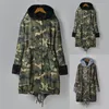 Damesjacks Dames Warm jas jas H Slim Long Hooded Dikke dikke lange mouwen Camouflage Print Drawtring Overjaswomen's