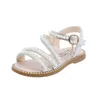 Scarpe estive per ragazze Bead Mary's Flats Fling Princess Baby Dance Sandali per bambini Bambini Matrimonio Rosa D238 220527