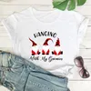 Wiszące z moimi gnomów T-shirt Cute Buffalo Plaid Gnomes Koszule Wesołych Świąt Women Fashion Casual Eesthetic Top