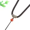 Pendentif Colliers Tibétain Argent Jade Ligne Longe Collier Tressé Corde Rouge Hommes Et Femmes Bouddha RopePendant