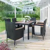 ABD stok sadece 7 parçalı açık veranda yemek seti bahçe pe rattan hasır masa ve sandalyeler akasya ahşap masa üstü istiflenebilir koltuk sandalyeleri yastıklar ile 2022 c0510