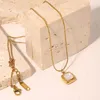 Hangende kettingen mode roestvrij staal opaal ketting kubiek 18k goud vergulde geometrische vierkant voor vrouwen cadeaubonistant