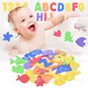 Alphanumeric Letter Puzzle Bath Toys Soft EVA Kids Baby Bathroom Water Toys Early Educational Suction Up Fish Bathing Toy 220531