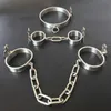 Menottes de collier de cou verrouillables en acier inoxydable menottes de cheville, menottes de jambe BDSM manilles contraintes jeux pour adultes jouet sexy pour les Couples