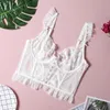 Stickereien Spitze Blumen französische Frauen Unterwäsche Sexy Push Up BH Set Romantische Hochzeit weiße Dessous BHs und Höschen Set 220513