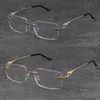 Nuevos marcos sin montura de metal con lentes de corte de diamante de lujo 028O Gafas para presbicia de diseñador Hombre Mujer Oro de 18 quilates 001 Marcos ópticos miopes plateados Tamaño: 57-20-140 mm