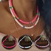 Mode bunte Ton Halsband Halskette für Frauen böhmische verstellbare weiche Keramik Kragen Halskette Boho Strand Schmuck Geschenke