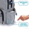 Anne Baba Iş Rahat Bezi Çanta USB Arabası ile Askı Şişe Çantası Çok Fonksiyonlu Büyük Kapasiteli Anne Sırt Çantası
