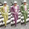 Men's Suits & Blazers Costume Homme Pink Suit For Groomsman Beach Wedding Linen 2022 Summer 2 Piece Man Holiday Vacation Made191d