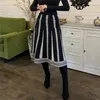 striped flare skirt