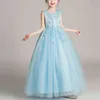 Kids Dresses For Girls Flower Ball Gown Birthday Wedding Party Princess Banquet Summer Sleeveless Children's Long Dress Y220510