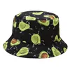 Double-Sided Bucket Hat Creative Strawberry Cherry Fruit Casual Cap Outdoor Sun Hat Wide Brim Hats