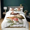 Ensemble de housse de couette en forme de champignon, literie de dessin animé, plantes naturelles, imprimé, taies d'oreiller, King, pour enfants et adultes, décor de chambre à coucher