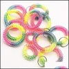 Women Girls Elastic Hairbands Spiral Shape Coil Hair Ties Circle Telephone Wire Line Headband Rainbow Gradient Headwear Accessories Drop Del