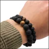 Fios de miçangas Bracelets Moda de jóias Homens de lava Bedas pretas rochas vulcânicas tigres Energy Stone Madeira Buda Oração