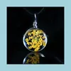 Pendant Necklaces Fashion Flower Glass Ball Women Necklace Rope Chain Zinc Alloy Dried Flowers Chokers Baby Dhg21