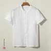 Männer Casual Hemden Chinesischen Stil Sommer Leinen Hemd Kurzen ärmeln Lose Dünne Camisas Para Hombre