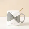 Creative personality bow ceramic cup couple coffee cup simple mug gift cups