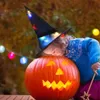 Оформление партии Хэллоуин ведьма шляпа со светодиодными фонарими реквизит для домашних декоров для домашних декоров для детей для детей для взрослых костюм для взрослых деревьев висит орнамент
