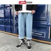 LAPPSTER hommes lâche Baggy bleu jean hommes décontracté mode coréenne sarouel mâle surdimensionné noir taille haute Denim 220328