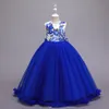 Jolie fille enfants longue cérémonie de mariage robes adolescente robe en maille vêtements pour enfants fête élégante princesse longue Tulle FS7801 0725