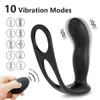 Fjärrprostata massager anal plug vibrator sexiga leksaker för män vuxna manlig leksaksfördröjning utlösning dubbel ringar produkt