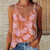 Women's Tanks & Camis Sexy V Neck Tops Women's Summer Floral Print Casual Sleeveless Shirt Spaghetti Strap Fashion Comfortable Loose Lad