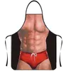 Creativity Muscle Man Sexy Kitchen Apron Woman Funny Apron 3D Printed Party Baking Cleaning Cute Bib Hairdressing Barber apron Y220426