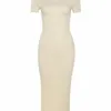 Mignon élégant en tricot à manches courtes bodycon maxi robe femme été sexy bandage backage streetwear street stretch stretch dame robes 220630