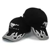 Flame Design Visor Black Racing Cap Mens Cotton Structured Baseball 220615